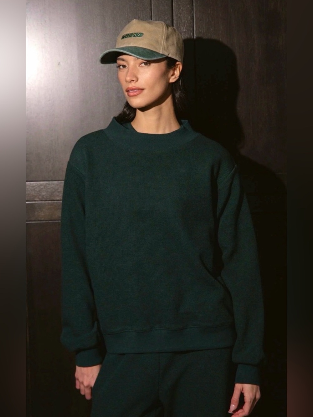 PARKE Varsity Mockneck Sweatshirt in Forest Green | Size XXL Great Condition